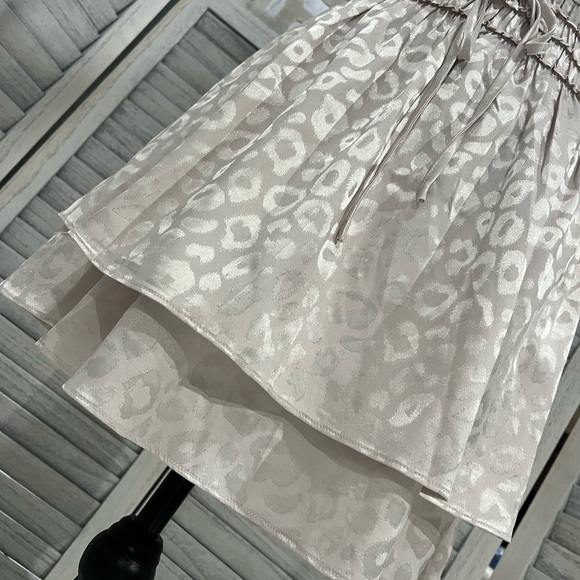 Take Me Away Satin Leopard Smocked Dress - White - Medium - Picture 8 of 14